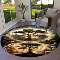 Tree of Life Viking Yggdrasil Valknut Round Carpet Rug for Living Room Bedroom Sofa Decor,Kid Paly Area Rug Non-slip Floor Mat Diameter 60cm