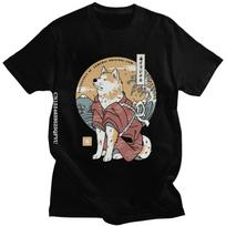 Akita Dog Samurai Warrior Mens Tshirts Men Cotton Japanese Cartoon Tee Women Tshirt Women Mend Graphic T Shirt Clothing S juoda
