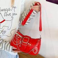 Fashionable Sweet Cool Girl Chain Shoulder Bag Crescent Underarm Crossbody Handbag Satchel (20cm<Max Length<30cm)