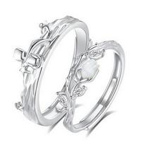 Sterling Silver 999 Adjustable 'The Little Prince and the Rose' Couple Rings for Men and Women S925 Ring - Women's