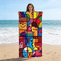 1pc Colorful Patchwork Beach Towel Large Towel Super Absorbent Suitable for Beach Vacation Pool Yoga Gym Summer Gift for Friends 70cm×140cm