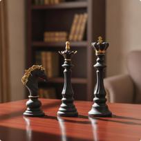 3 Pieces Resin Chess GoldenAccentedAccented Figurines Decorative Tabletop Sculpture for Black 3-piece SET