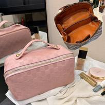 Korean Accordion PU Travel Cosmetic Bag: Large-Capacity, Portable Toiletry Storage for Women 25 x 11.5 x 12 cm