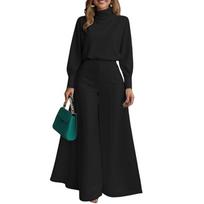ZANZEA Women Long Sleeve Turtleneck Blouse and Pants Casual Two Piece Suit Sets S