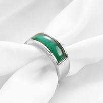 Vintage Cat Eye Opal Green Minimalist Elegance Stainless Steel Titanium Ring for Women No. 6