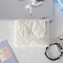 Cute Style Quilted Card Case  ID Case  Multi-function Flip Snap Storage Bag  Portable Coin Purse  Bluetooth Headset Bag