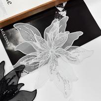 Multi-layer Organza Flower Patch Lace Embroidery Studded Patch  Clothes Decoration