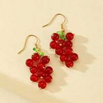 Cute Mini Grape Earrings for Women Simple Fruit Green Red Beads Drop Dangle Hook Earring Party Trendy Jewelry Accessories Gift