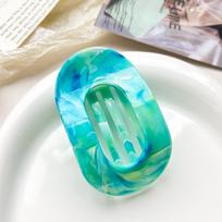 Oval Curved Hair Claw Clip Large Size Marble Gradient Pattern Hairpin Hair Clamp for Ponytail Bun Styling Accessories for Women One Size