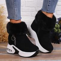 2026 Winter Non-Slip Snow Boots Women Fashion Faux Fur Plush Platform Ankle Boots Woman Warm Cotton Padded Shoes 35
