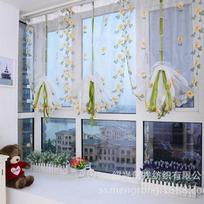 Embroidered Pastoral Curtain with Velcro, Roman Style for Windows and Doors 0.8x1m (with hooks) white