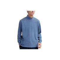 Uniqlo Solid Color High Neck Pullover Straight Cut Long Sleeve T-Shirt Unisex Tops Sky-Blue 466726-63 M