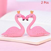 Pink Resin Flamingo Figure Wear King Queen Crown Home Ornament Wedding Gift 2 Pcs
