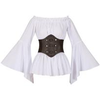 Medieval Vintage Girdle Women's Pirate Shirt Top Cosplay Stage Dress-up Adult Clothing XS