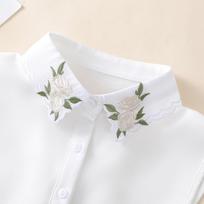 Women's Embroidered Apricot Rose Collar with Sweater Dase shirt, Versatile and Detachable decorative Chiffon Fake Collar