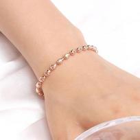 Tier 14Kgp Rose Gold Cut Waterdrop Ball Chain Daily Fashion Bracelet