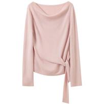 Sancai 2026 Spring Drape Neck Tie-Up Knit Pullover S