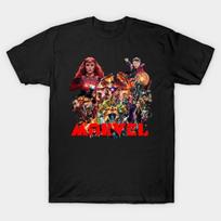 Men Black Print T-shirt Marvel No-Cut Heat Transfer Print Cotton Tshirt S