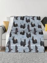 The Scottish Terrier Fleece Throw Blanket Scottie Dog Tartan Skye Blanket For Bedding Car Super Soft Bedroom Quilt 75X95CM pilka spalva