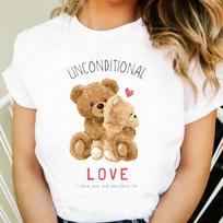 Printed Women's 90s Cute Clothing Short Sleeve Clothing Cartoon Cute Bear Pattern  T-shirt Fashion Women's Casual Versatile T-shi S