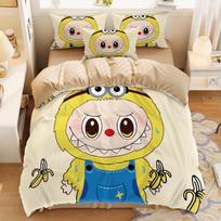 Cute Bubu Bedding 3 Piece Set Microfibre Double Bed Duvet Cover with Zip for Kids Teens Adults Room Decor 90x200cm