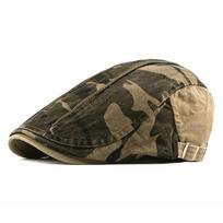 Men's Camo Newsboy Cap Cozy Cotton Flat Ivy Gatsby Hat Breathable Mesh Outdoor Cabbie Beret Casual Fashion Accessory chaki