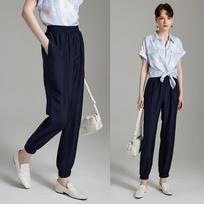 Women's 100% Mulberry Silk Loose Cuffed Pants L
