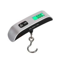 110lb/50kg Portable Electronic Luggage Scale Digital LCD Display Hanging Suitcase Scale Travel Baggage Bag Weighing Tool Hook style black