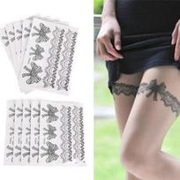 Vandeniui atspari laikina tatuiruotė lipdukas ant kūno, kojos, perkeliama nėrinių kojinė tatuiruotė