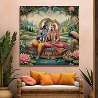 Tapestry Indian Traditional Art of Radha Krishna 100X70CM