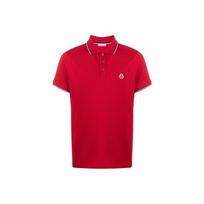 Moncler SS21 Solid Color Logo Striped Short Sleeve Polo Shirt Men Polo Shirts Red 8A7030084556455 M
