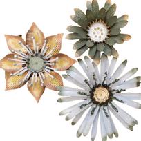 Flower Wall Decor 3-Piece Set for Garden Patio Home Indoor Outdoor Decorative Ornaments one size
