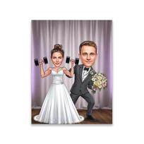 Wedding Caricature For Couple Poster Wedding Cartoon Prints Couple Wedding Caricature From Photo Prints Wedding Anniversary Gift 21X30CMNo Framed