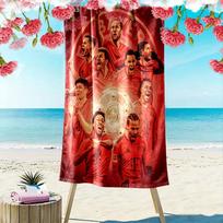 FCB Print Beach Towel, Large Soft Quick Dry Towel for Beach Camping Swimming 70cmx140cm(27x55inch)
