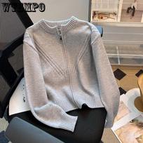 Lazy Style Knitted Cardigan for Women Solid Color Long-sleeved Sweater Coat for Women Autumn and Winter S