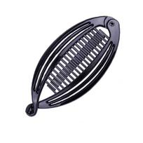 Large Glossy Black Tortoiseshell Hair Clip with Three Fish Design