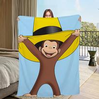 cartoon funny art monkey C-Curious G-George Flannel warm soft plush blanket for sofa living room office bedroom travel gift 75x90cm