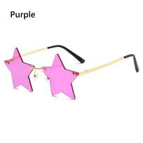 Cute Pentagram Eyewear for Women & Men Star Shape Sun Glasses Rimless Sunglasses Party Glasses purple