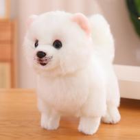 Stovintis Pomeranijos špicų pliušinis žaislas Prikimšti gyvūnai Realistiškas Pomeranijos špicų šuniukas Fluffy naminio gyvūnėlio lėlė Prikimštas šuniuko lėlė