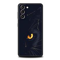 Juodo Katino Telefono Dėklas Samsung Galaxy S25 S24 S23 S22 Ultra S20 S21 FE 5G S10 S9 Plus S10E Minkštas TPU Dangtelis Samsung S23 Plus