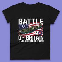 Battle Of Britain 10 July To 31 October 1940 WW2 Fighter Jet British Airforce Womens Tee T Shirt Mens Tops Unisex Top L