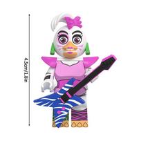 Construction Brick Games Figure Bonnie Ornament Games Figure Chica Foxy Bear Freddy Fazbear Toy FNAF Action Figure Playthings DIY Model pink