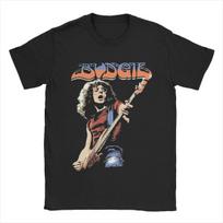 Budgie Band Burke Shelley Guitar T Shirt Men's Cotton Funny T-Shirts Round Collar Tees Short Sleeve Tops Plus Size S įvairiaspalvis