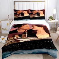 Titanic Romantic Love Duvet Cover Comforter Bedding set Soft Quilt Cover and Pillowcases for Teens Boy Single/Double/Queen/King 135x200cm gray