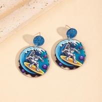 Women's Cute Cartoon Astronaut Moon Earrings - Niche Design