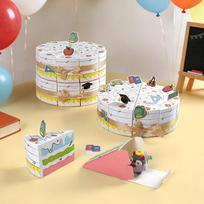 10Pcs/Lot Triangular Cake Paper Gift Box With Ribbon Cookie Candy Kids Birthday Treat Wedding Party Dessert Gift Packaging Boxes 10pcs