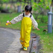 Kids' Waterproof Suspender Pants & Raincoat with Arm Sleeves L (100-115cm Height)