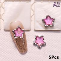 5Pcs Luxury Alloy Love Heart Star Nail Art  Charms Parts Jewelry Accessories Manicure Decor Nails Decoration Supplies