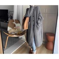 Lazy Wind Turtleneck Autumn and Winter Sweater Women's Single-breasted Solid Color Long-sleeved Knitted Cardigan Women's Medium and Long Coat Women One Size