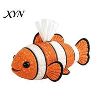Clownfish Tissue Box DIY Box, Top Opening Soft Fabric Cover, Marine Animal Theme Suede Texture Dispenser, Multipurpose Patchwork Designs Sewing A
